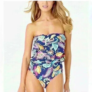 Anne Cole Anne Cole Paisley Pom Blouson One Piece Size 10